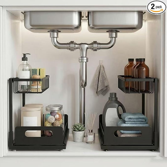 Sturdy Metal Under Sink Organizer 2 Tier