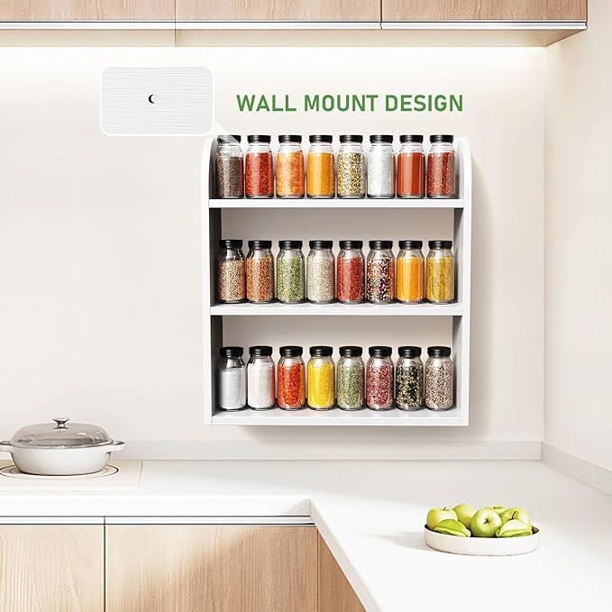CRAFT 3 Tier Bamboo Spice Rack, White