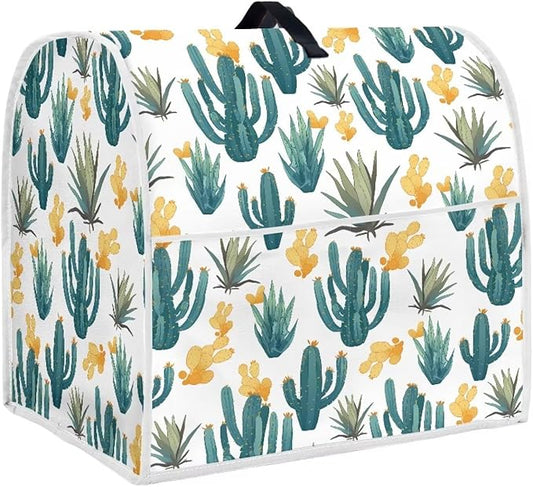 Green Cactus Pattern Mixer Dust Cover Universal Fit 6-8 Qt, Anti-Fingerprint & Easy Clean Cover with Handle & Accessory Pocket, Modern Kitchen Counter Decor Housewarming Gifts