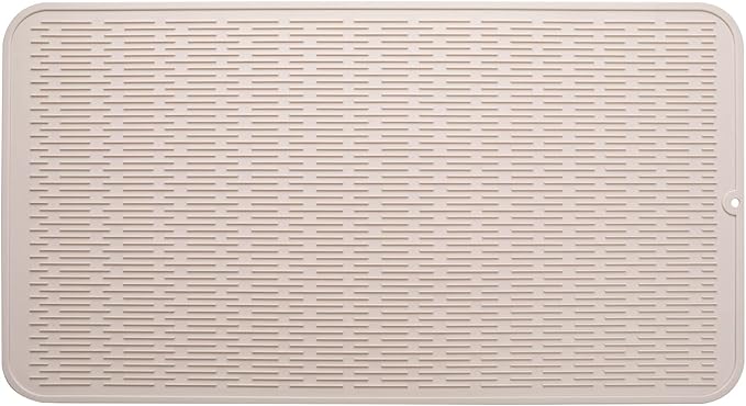 MicoYang Silicone Dish Drying Mat for Multiple Usage,Easy clean,Eco-friendly,Heat-resistant Silicone Mat for Kitchen Counter or Sink,Refrigerator or Drawer Liner Tapioca 4XL 32 inches x 18 inches