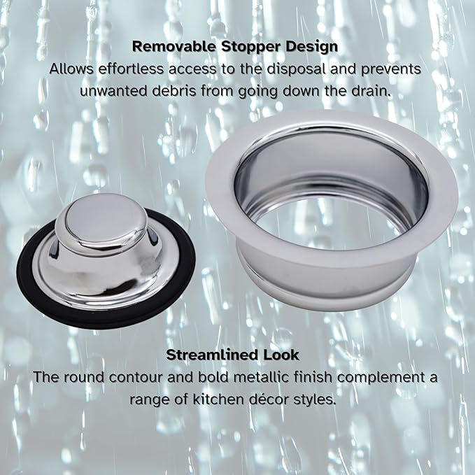 Westbrass A2165-26 4-1/4" OD Post Style Large Kitchen Basket Strainer with Waste Disposal Flange and Stopper Drain Set, Polished Chrome
