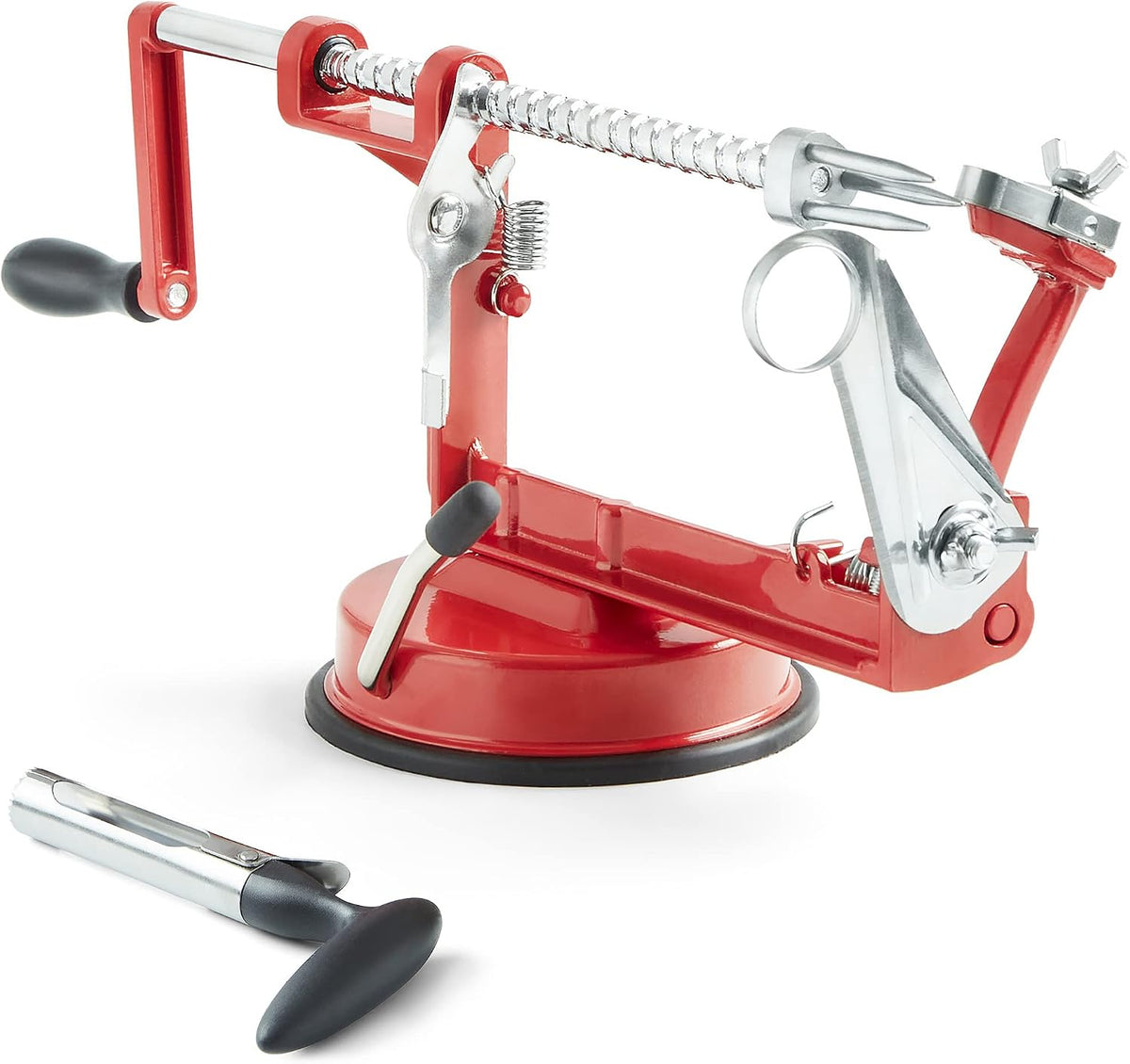 Apple Peeler Corer - Versatile Apple Slicer and Corer with Suction Base, Sturdy Apple Corer and Cutter for Fruits and Vegetables - Recipe Ebook Included