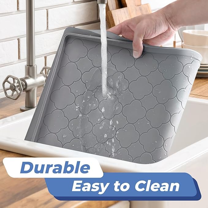 Jin&Bao Waterproof Under Sink Mat 37" x 19", Thick Silicone Mat Cabinet Protector for Kitchen and Bathroom, Shelf Liner, Home Organizer and Storage, Multipurpose Tray for Gadgets and Essentials