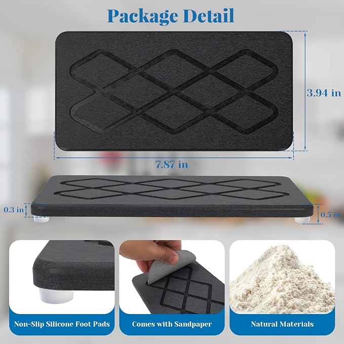 Quick Dry Sink Caddy Kitchen Sink Organizer, Easy to Clean Water Absorbing Stone Tray for Sink, Bottle Drying Rack, Sink Caddy, Vanity Organizer, Sponge Holder, 2 PCS