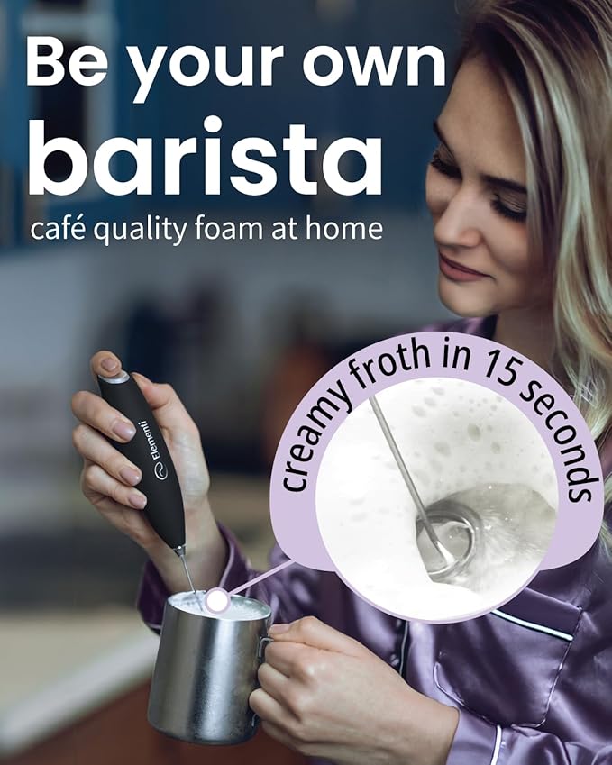 Elementi Milk Frother Handheld - Wisking Tool Electric - Hand Frother for Coffee - Electric Stirrer & Mini Mixer - Drink Mixer Handheld Coffee Whisk (Red)
