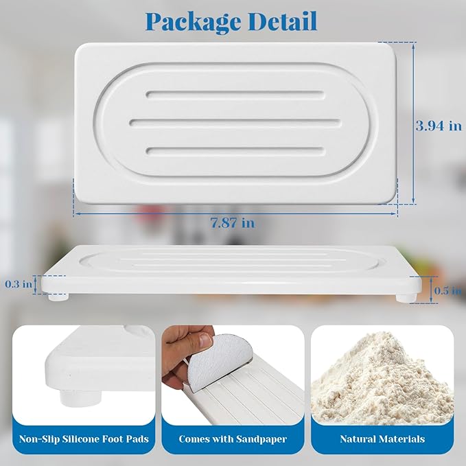 Water Absorbing Stone Drying Tray Mat, Countertop Fast Drying Counter Trays, Stone Drying Mat for Kitchen Counter Faucet, Soap Dish Dispenser Vanity Organizer for Hand Soaps Plants Toiletries