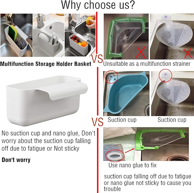 Sink Strainer Drain Basket Kitchen Sink Trash Food Catcher Waste Leftovers Garbage Strainer Faucet Hanging Triangle Over Corner Sink Trash Bag Strainer