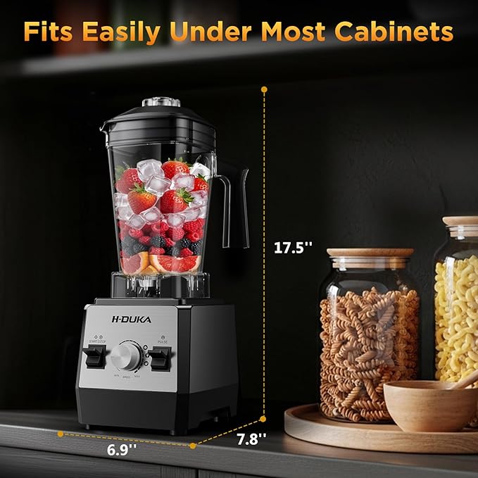 H-Duka Blender for Smoothies with 64 Oz Capacity, Blenders for Kitchen with BPA-Free Container, Smoothie blender for Ice Crushing, Frozen Drink, Baby Food, Sauces, Dishwasher Safe