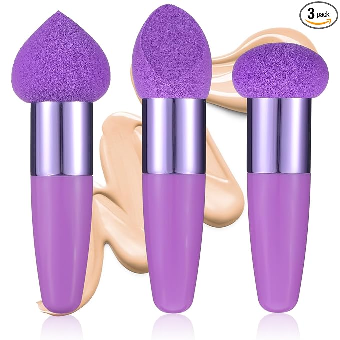 Sibba Makeup Brushes 3 PCS Powder Makeup Puff Beauty Blending Sponge Coloring Concealer Applicator Foundation Setting Face Cosmetic Cosmetics Contour Stick Color Cover Sponges Set Women