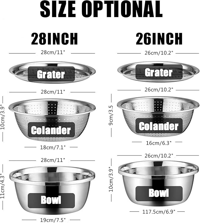 Multifunctional Stainless Steel Basin,Multi Stainless Steel Basin with Grater Vegetable Cutter Slicer Grater Strainer Drain Basket Salad Maker Bowl Colanders for Salad Maker