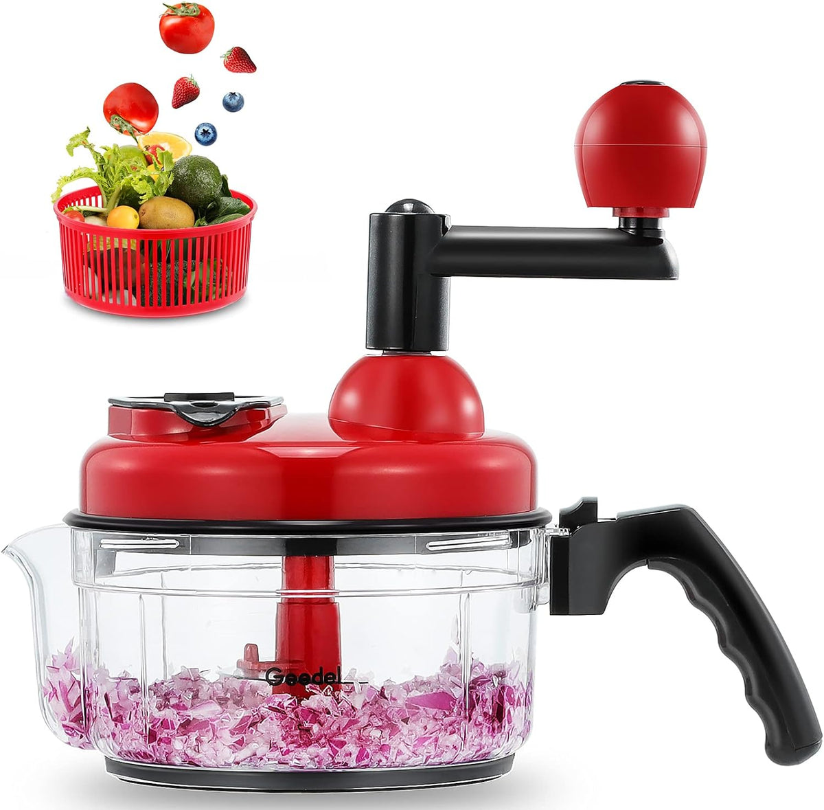 Large Food Chopper Vegetable Chopper, Manual Food Processor, 3 Cups