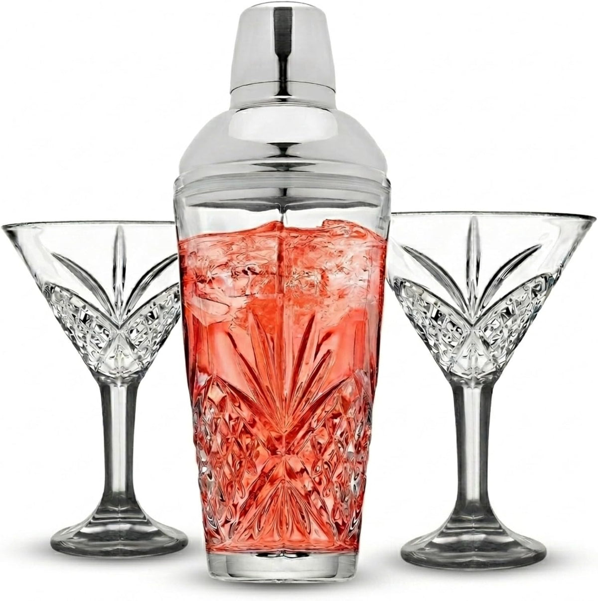 Martini Shaker Set with 2 Martini Glasses, 3 Piece, Dublin Crystal