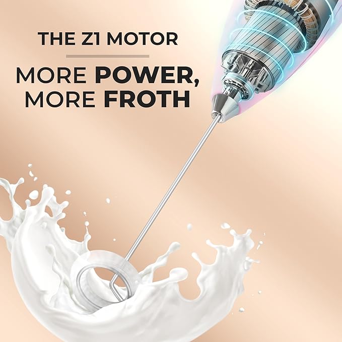 Zulay Kitchen Powerful Milk Frother Wand With Duracell Batteries - Ultra Fast Handheld Drink Mixer - Electric Whisk Foam Maker for Coffee, Lattes, Cappuccino & Matcha - Z1 Motor - Lavender