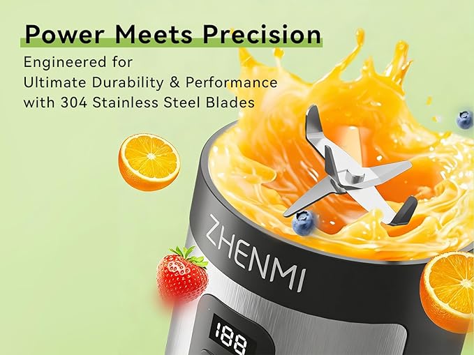 Portable Blender, 20OZ Personal Smoothie & Shake Blender, Leakproof Lid with Sip Spout, USB-C Rechargeable, Detachable & Easy-to-Clean, black