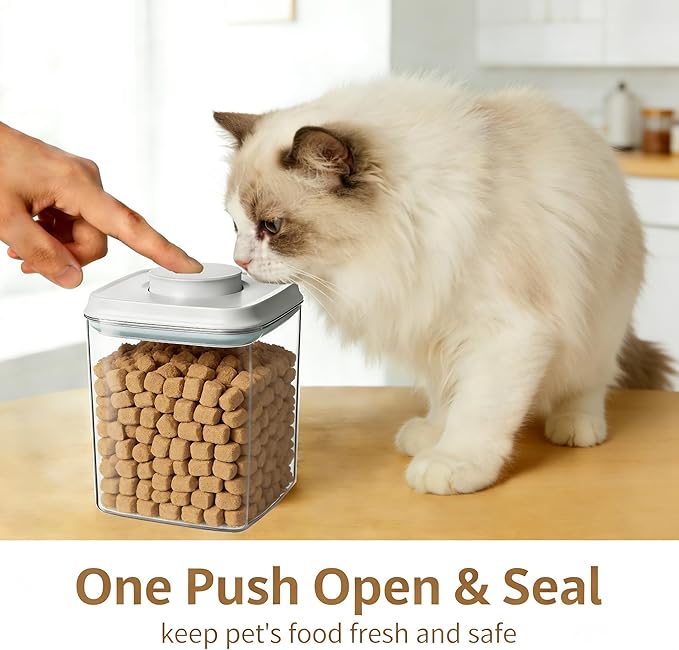 Ankou 2 Pack Airtight Dog Food Storage Containers, 2.8 QT Each, One-Touch Pop Lids, BPA-Free | Clear Stackable Canisters for Pet Food & Cat Treats