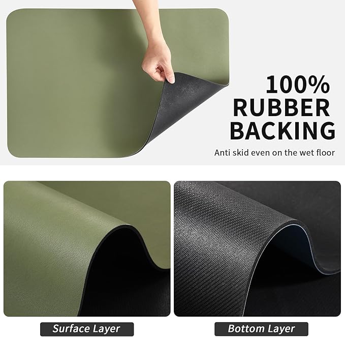 HotLive Dish Drying Mat for Kitchen Counter, Heat Resistant Drainer Mats with Non-slip Rubber Backed, Hide Stain Kitchen Super Absorbent Draining Mat, Easy to Clean Dish Rack Pad, Green 18"x24"