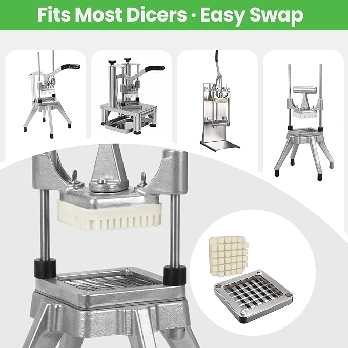6 Wedge Slices Replacement Chopper Blade, 420j2 Stainless Steel Interchangeable Blade & Pusher Block Set for Commercial Vegetable Dicer Fruit Cutter