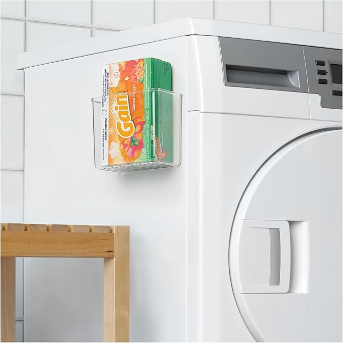 iDesign Adhesive Organizer Bin - Damage-Free Hanging for Kitchen, Bathroom, or Office - Set of 4 - Clear