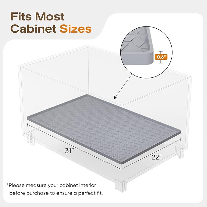 TRZZ Silicone Waterproof Under Sink Mat 31" x 22", Drip Tray and Cabinet Liner for Kitchen and Bathroom, Prevents Water Damage and Organizes Cabinets (Light Blue)