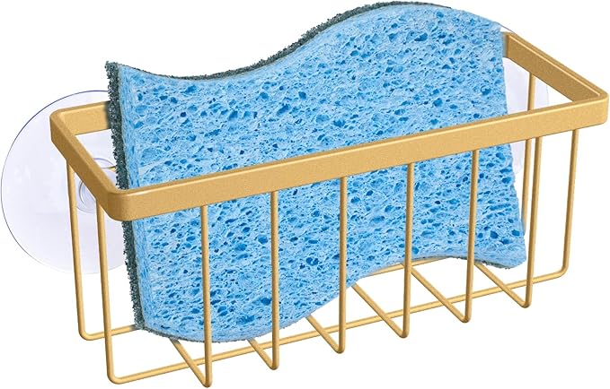 HLOOL Gold Sponge Holder for Kitchen Sink,Kitchen Sink Sponge Holder,Sink Organizer(Gold)