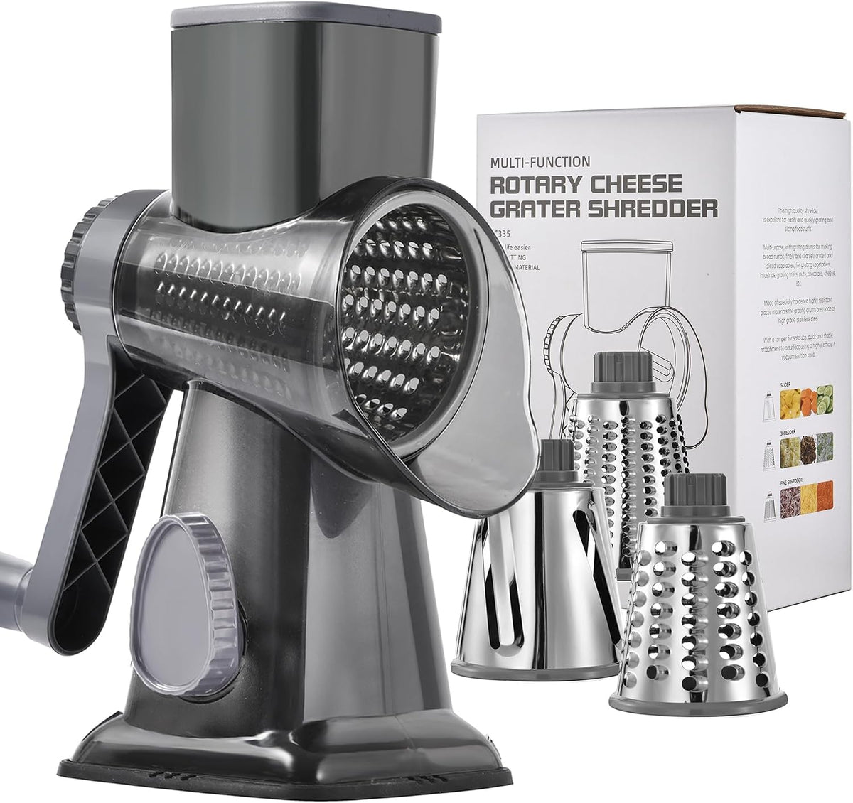 Cheese Grater Hand Crank Rotary Vegetables Shredder with Handle