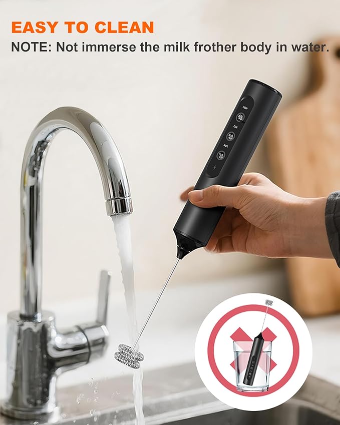 3-Speed Rechargeable Milk Frother with Storage Box, Dual Coil Whisk Coffee Frother Handheld - Portable Hand Frother Wand for Coffee Matcha Cappuccino & Hot Chocolate, Kitchen Gift Set