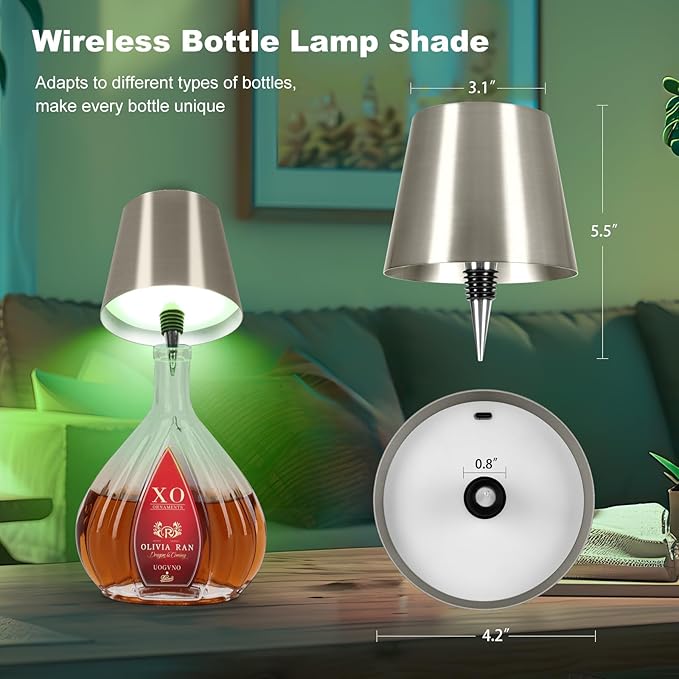 2026 New Wireless Bottle Lamp,RGB LED Bottle Light with Remote(RGB Electroplated Silver, 1pc)