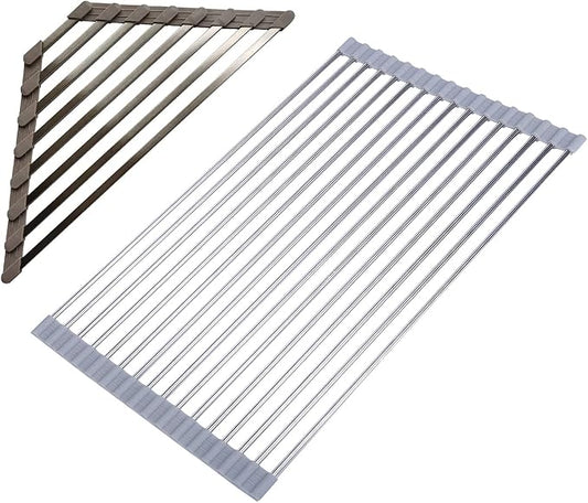 Ahyuan Corner Sink Dish Drainer Over The Sink Dish Drying Rack Corner Dish Rack SUS304 Cubic Stainless Still Kitchen Sponge Holder Corner Sink Sponge