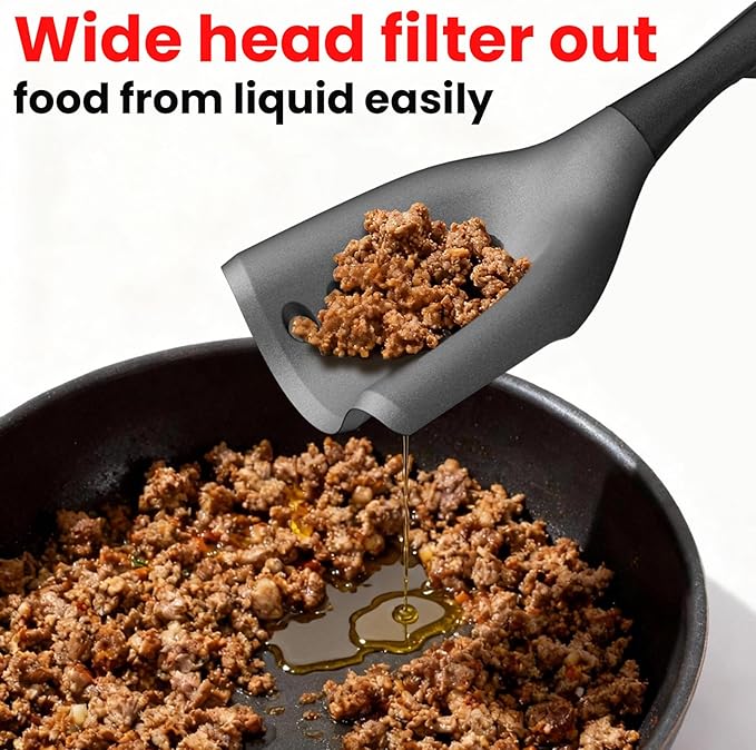 Meat Chopper Spatula Ground Beef Masher- Heat Resistant Hamburger Smasher Tool, Non Stick Ground Chopper Hamburger Grinder, Mix and Chop Potato Masher Kitchen Utensil-Black