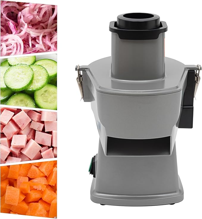 4 in 1 Commercial Vegetable Chopper, 200W Multifunctional Automatic Dicer Slicer Shredder Strip Cutter, Food Chopper Electric with Thickness Adjustable Multi Blades for Veggies & Fruits