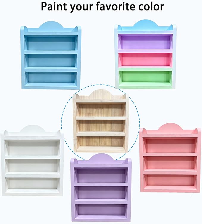 Wood Rack Shelf for Lenox Village Spice Jars 4-Tier Wall Mount Spice Rack for 24 Jars, No Assembly Required Display Organizer for Collectible Mini Spice Houses