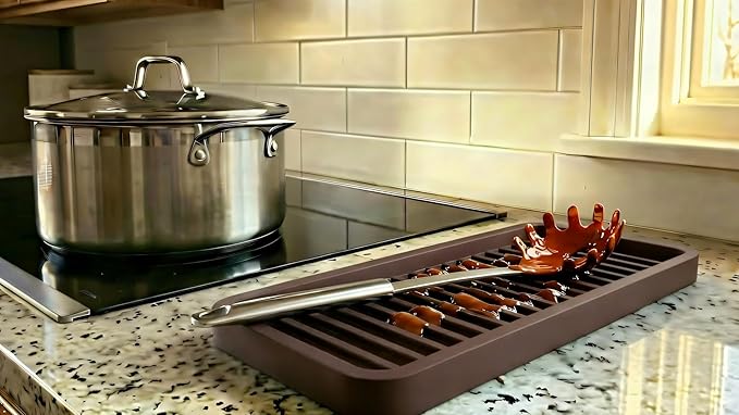 Silicone Sink and Surface Organizer Tray, Sponge Holder, Vanity Tray, Trivet, Heat Safe, Dishwasher Safe, for Bathroom and Kitchen Organization (Sand Dollar, 9"x3.5")