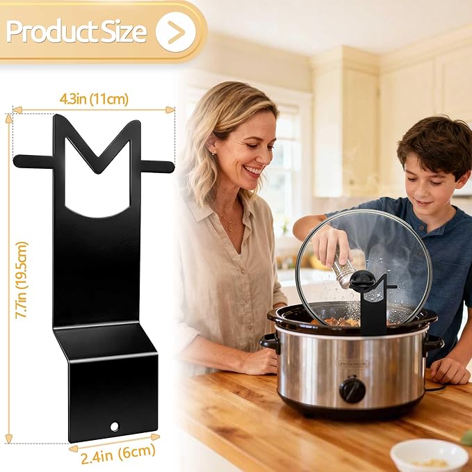 Crock Pot Lid Holder - 2 Pack Space-Saving Slow Cooker Lid Rack - Anti-Spill Support for Pre/Post Meal Tasks, Fits Most Lids for Home & Apartment Kitchens