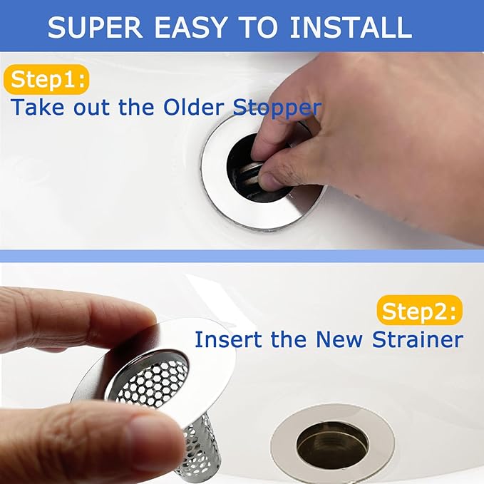 Bathroom Sink Drain Strainers for 1.1"-1.25" Depth Than 1.6" Drain Hole Catcher for Bathroom Sink,Laundry, Utility, RV Sink.Small Conical Bathroom Sink Strainer Basket