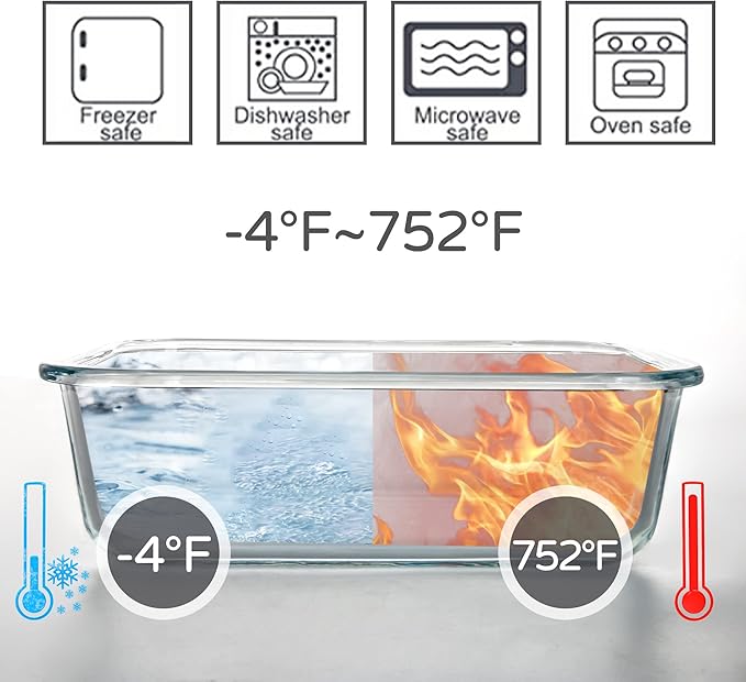 10 Pack Glass Food Storage Containers with Lids, Airtight Meal Prep Containers, Glass Lunch Containers Built in Air Vents, Dishwasher Safe, Grey