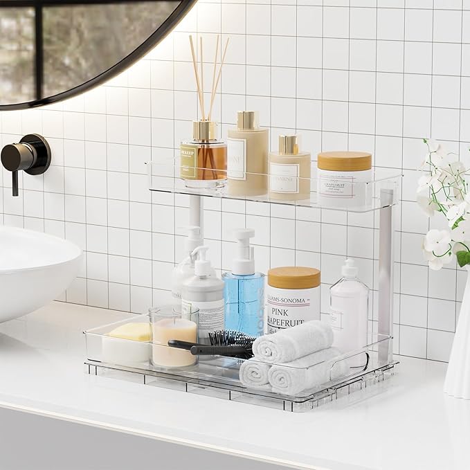2 Pack 14.5″ Deep Pull Out Under Sink Organizer