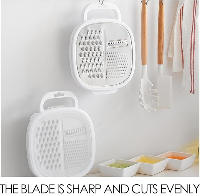 ABOOFAN Stainless Steel Cheese Grater with Cover and Container, 3-in-1 Kitchen Food Chopper, Slicer, Grater, Multi-Functional Vegetable Shredder Box for Cheese, Carrots, Potatoes, Cucumbers