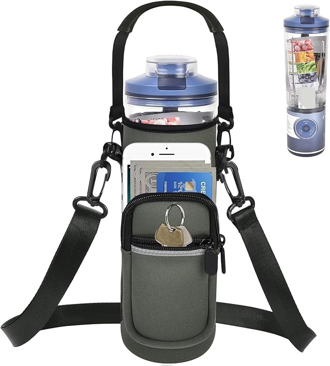 SAIKA Personal Blender Bag for Ninja Blast Max BC251/ BC151, Portable Cordless Blender Carrying Case with Reflective Strip, Shoulder Strap, Handle and Accessories Pocket (Cover Only) (Grey)