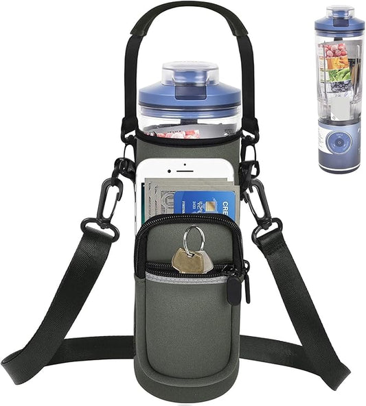 SAIKA Personal Blender Bag for Ninja Blast Max BC251/ BC151, Portable Cordless Blender Carrying Case with Reflective Strip, Shoulder Strap, Handle and Accessories Pocket (Cover Only) (Grey)