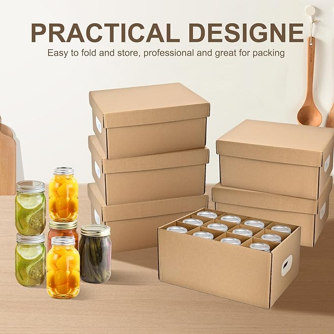 3 Pcs Canning Jar Storage Boxes, Fits 32 oz Regular or Wide Mouth Jars, 12 Cells, Mason Jar Organizer