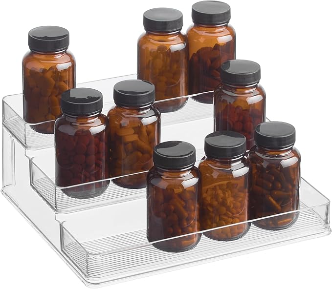 iDesign Nail Polish Organizer, Holds up to 30 Bottles, Compact 3-Tier Clear Display Stand for Countertop