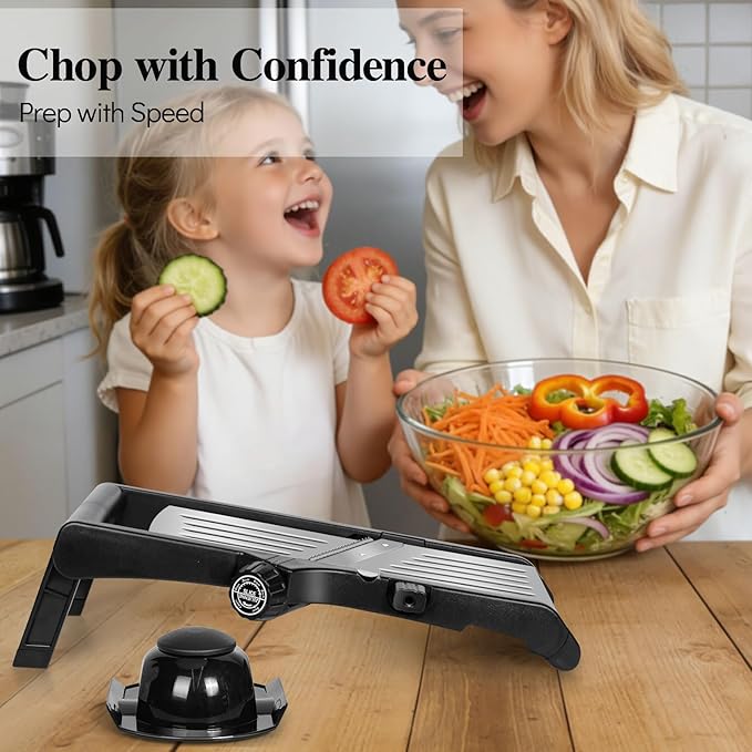 MASTERTOP Mandoline Slicer for Kitchen Adjustable Stainless Steel Food Slicer Vegetable Chopper Onion Waffle French Fry Cutter Potato Chip Julienne Slicer with Safety Gloves