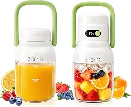 Portable Blender for Smoothies & Shakes, 34oz Rechargeable Personal Mixer with 12 Stainless Steel Blades for Ice Crushing, Cordless Travel Design, LED Display, BPA-Free, Dishwasher Safe