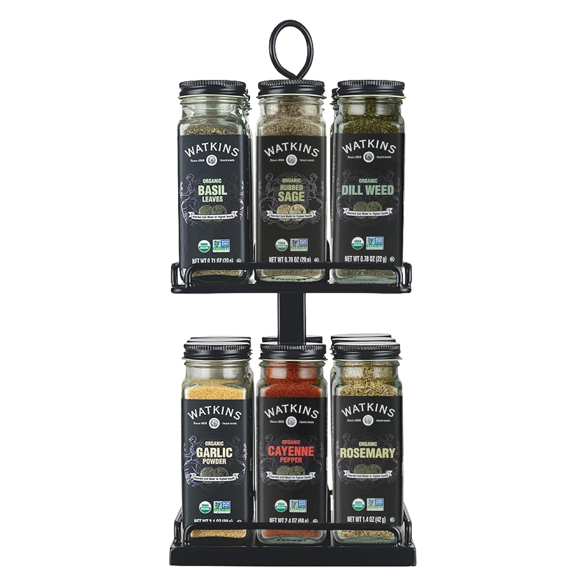 Countertop Two Tier Rotating Spice Rack, Includes 16 Organic Spices (16608)