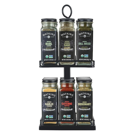 Countertop Two Tier Rotating Spice Rack, Includes 16 Organic Spices (16608)