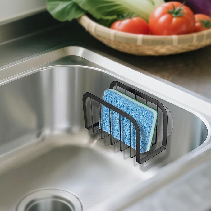 SHFKS Sponge Holder for Kitchen Sink,Kitchen Caddy with Sponge Holder,Dish Soap Holder - Black