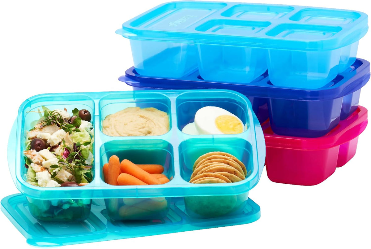 Easyboxes Stackable 5-Compartment Lunch Boxes, 8-Piece Set