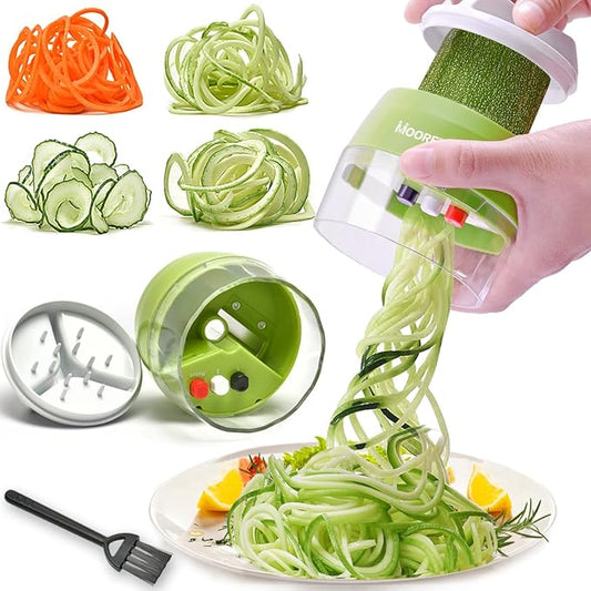 Spiralizer Handheld Vegetable Slicer, 4 in 1 Zucchini Spaghetti Maker, Spiral Slicer For Making Quick Low Carb Veggie Noodles 8.45cm