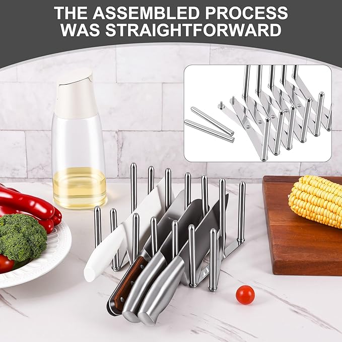 Astero Retractable Stainless Steel Pot Lid Organizer, Adjustable Lid Holder Rack for Cabinet or Countertop, Space-Saving Kitchen Storage for Lids, Plates and Cookware