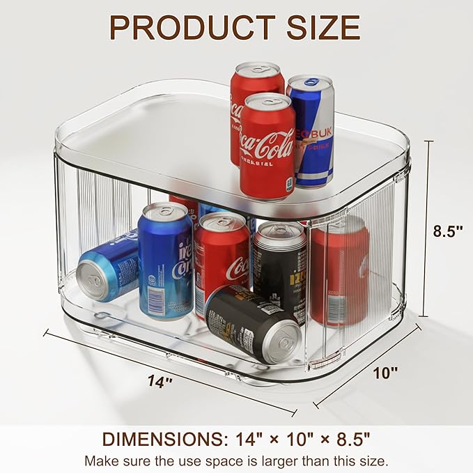 Lazy Susan Organizer for Cabinet, Pantry, Countertop (2 Tier 14" x 10" Clear - 2 Pack, Rectangular)